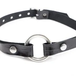 Dollhouse Bâillon Avec Anneaux En Cuir Et Acier - Noir