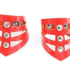 Dollhouse Bracelets Découpés En Cuir Effet Croco - Rouge