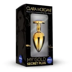 Plug Anal En Aluminium Doré Avec Cristal Bleu - Taille S -Lingerie Soldes Boutique plug aluminium dore cristal bleu small 1