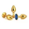 Plug Anal En Aluminium Doré Avec Cristal Bleu - Taille S -Lingerie Soldes Boutique plug aluminium dore cristal bleu small 2