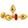 Plug Anal En Aluminium Doré Avec Cristal Rouge - Taille S
