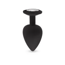 Plug Anal En Silicone Avec Butée Cristal - Taille S - Noir