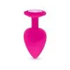 Plug Anal En Silicone Avec Butée Cristal - Taille L - Rose -Lingerie Soldes Boutique plug anal silicone rose l 1