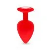 Plug Anal En Silicone Avec Butée Cristal - Taille L - Rouge -Lingerie Soldes Boutique plug anal silicone rouge l 1