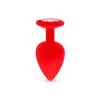 Plug Anal En Silicone Avec Butée Cristal - Taille M - Rouge -Lingerie Soldes Boutique plug anal silicone rouge m 1