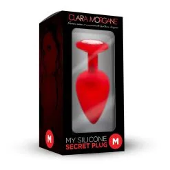 Plug Anal En Silicone Avec Butée Cristal - Taille M - Rouge -Lingerie Soldes Boutique plug anal silicone rouge m 2