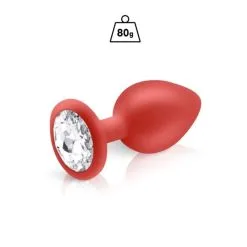 Plug Anal Rouge Diamant En Silicone - L - 80 G 5 Plug Anal Rouge Diamant En Silicone - L - 80 G -Lingerie Soldes Boutique plug rouge 80g strass 2