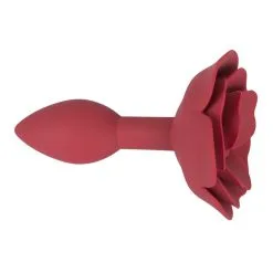 Plug En Silicone Avec Butée En Rose Rouge -Lingerie Soldes Boutique plug silicone fleur rose 3