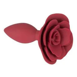 Plug En Silicone Avec Butée En Rose Rouge -Lingerie Soldes Boutique plug silicone fleur rose 4