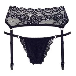 Porte-jarretelles En Dentelle Noire Avec Son String 8 Porte-jarretelles En Dentelle Noire Avec Son String -Lingerie Soldes Boutique porte jarretelles string dentelle noire 3