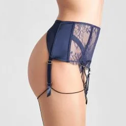 Maison Close Porte-jarretelles - Villa Satine - Bleu Marine 11 Maison Close Porte-jarretelles - Villa Satine - Bleu Marine -Lingerie Soldes Boutique porte jarretelles villa satine 4