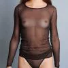 Dollhouse T-shirt Manches Longues En Résille -Lingerie Soldes Boutique resille manches longues