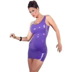 Robe Violette En Latex 7 Robe Violette En Latex -Lingerie Soldes Boutique robe courte latex violet 3