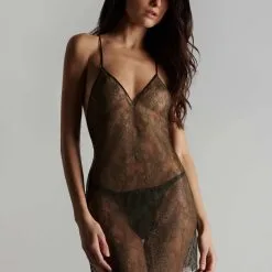 Maison Close Robe Courte En Dentelle - Rendez-vous Kaki -Lingerie Soldes Boutique robe courte rendez vous kaki 1