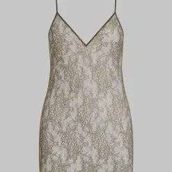 Maison Close Robe Courte En Dentelle - Rendez-vous Kaki -Lingerie Soldes Boutique robe courte rendez vous kaki 4 1