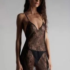 Maison Close Robe Courte En Dentelle - Rendez-vous Noir -Lingerie Soldes Boutique robe courte rendez vous noir 1