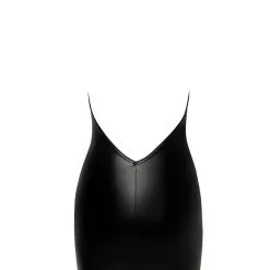 Noir Handmade Robe Fine En Wetlook Bordée De Dentelle -Lingerie Soldes Boutique robe courte wetlook bordee dentelle fine 4 scaled