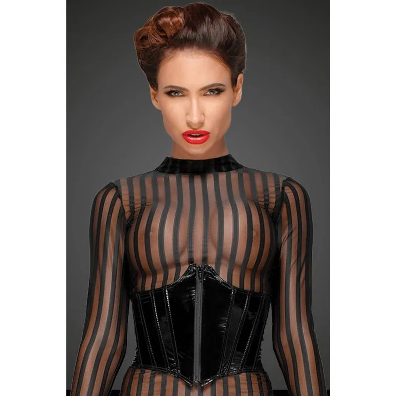 Noir Handmade Robe Longue En Résille Transparente à Rayures 7 Noir Handmade Robe Longue En Résille Transparente à Rayures – Image 5