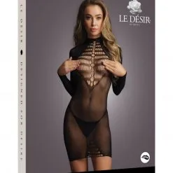 Le Désir Robe Manches Longues En Résille Avec Décolleté Ajouré - Marie