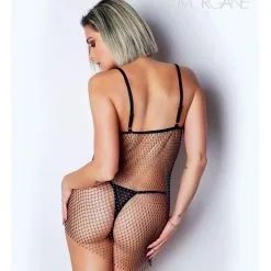 Robe à Bretelles Fines En Maille Avec Strass Blancs -Lingerie Soldes Boutique robe strass clara morgane 3