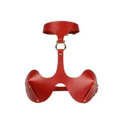 E.L.F. Zhou London Soutien-gorge Harnais En Cuir Rouge Et Or - Whiplash Red