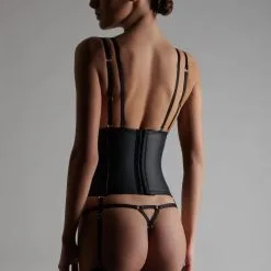 Maison Close Serre-taille Avec Bretelles Et Porte-jarretelles - Chambre Noire Or