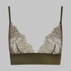 Maison Close Soutien-gorge Triangle Bustier - Rendez-vous Kaki -Lingerie Soldes Boutique soutien gorge bustier rendez vous kaki 4