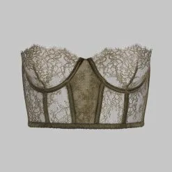 Maison Close Soutien-gorge Bustier - Rendez-vous Kaki -Lingerie Soldes Boutique soutien gorge corset rendez vous kaki 5 1