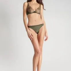 Maison Close Soutien-gorge Foulard En Dentelle Et Soie - Rendez-vous Kaki -Lingerie Soldes Boutique soutien gorge foulard rdv kaki 2