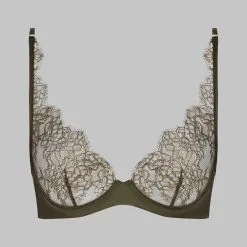 Maison Close Soutien-gorge Foulard En Dentelle Et Soie - Rendez-vous Kaki -Lingerie Soldes Boutique soutien gorge foulard rdv kaki 4