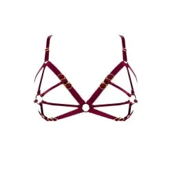 E.L.F. Zhou London Soutien-gorge Harnais Avec Attaches Or - Cage O-ring Bra Bordeaux -Lingerie Soldes Boutique soutien gorge harnais cage bra bordeaux 5