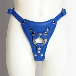 The Sinners Harnais Pour Gode-ceinture Avec Attaches D-Ring - Cuir Souple Bleu 8 The Sinners Harnais Pour Gode-ceinture Avec Attaches D-Ring - Cuir Souple Bleu -Lingerie Soldes Boutique strapon bleu ouvert doubleanneaux face