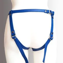 The Sinners Harnais Pour Gode-ceinture Avec Plastron Amovible Et Attaches D-Ring - Cuir Souple Bleu