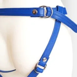 The Sinners Harnais Pour Gode-ceinture Avec Plastron Amovible Et Attaches D-Ring - Cuir Souple Bleu -Lingerie Soldes Boutique strapon bleu plein doubleanneaux grosplananneaux
