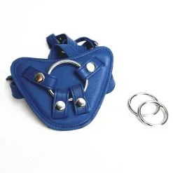 The Sinners Harnais Pour Gode-ceinture Avec Plastron Amovible Et Attaches D-Ring - Cuir Souple Bleu -Lingerie Soldes Boutique strapon bleu plein doubleanneaux seul