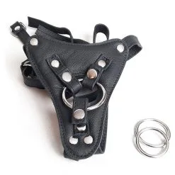 The Sinners Harnais Pour Gode-ceinture Avec Attaches D-Ring - Cuir Souple Noir -Lingerie Soldes Boutique strapon noir ouvert doubleanneaux seul 1