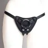 The Sinners Harnais Pour Gode-ceinture Avec Plastron Amovible Et Attaches D-Ring - Cuir Souple Noir -Lingerie Soldes Boutique strapon noir plein anneaux face
