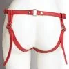 The Sinners Harnais Pour Gode-ceinture Avec Attaches D-Ring - Cuir Souple Rouge -Lingerie Soldes Boutique strapon rouge ouvert anneaux dos 1