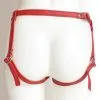 The Sinners Harnais Pour Gode-ceinture Avec Plastron Amovible Et Attaches D-Ring - Cuir Souple Rouge -Lingerie Soldes Boutique strapon rouge plein anneaux dos 1