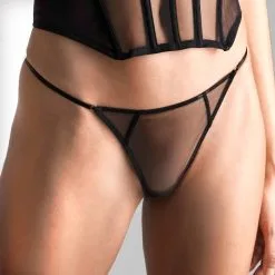 Maison Close Mini String - L'Amoureuse - Dahlia Noir -Lingerie Soldes Boutique string l amoureuse dahlia 4