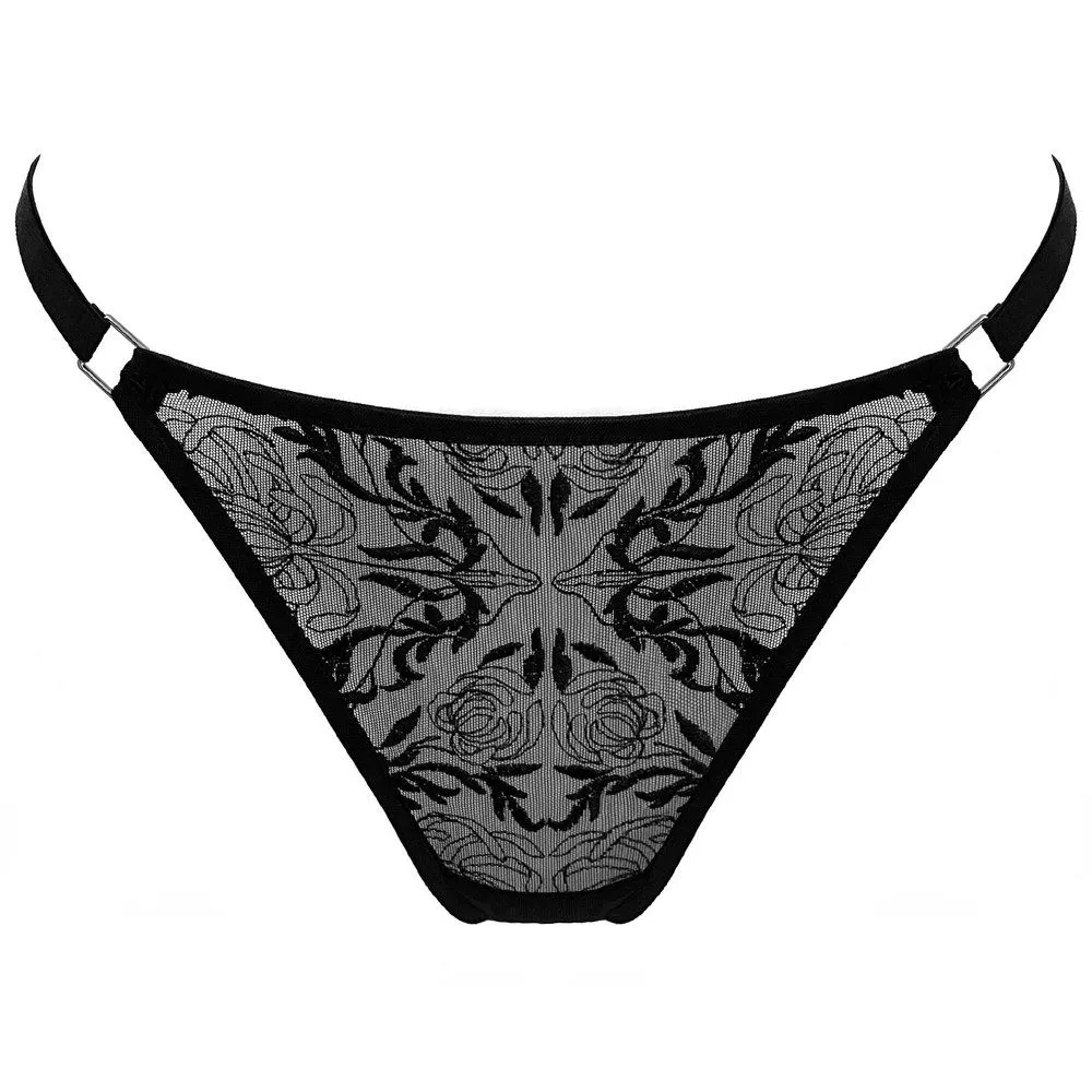 Paloma Casile String En Tulle Brodé Avec Bijou Argent - Maaya 3 Paloma Casile String En Tulle Brodé Avec Bijou Argent - Maaya