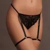 Le Désir String En Dentelle Avec Jarretières Intégrées - Marie -Lingerie Soldes Boutique string marie