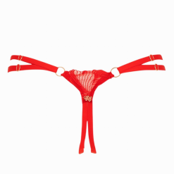 Impudique String Ouvert En Dentelle Rouge - Libertine