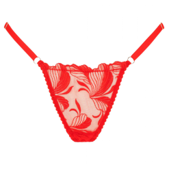 Impudique Tanga En Dentelle Rouge Et Lanières - Chérie