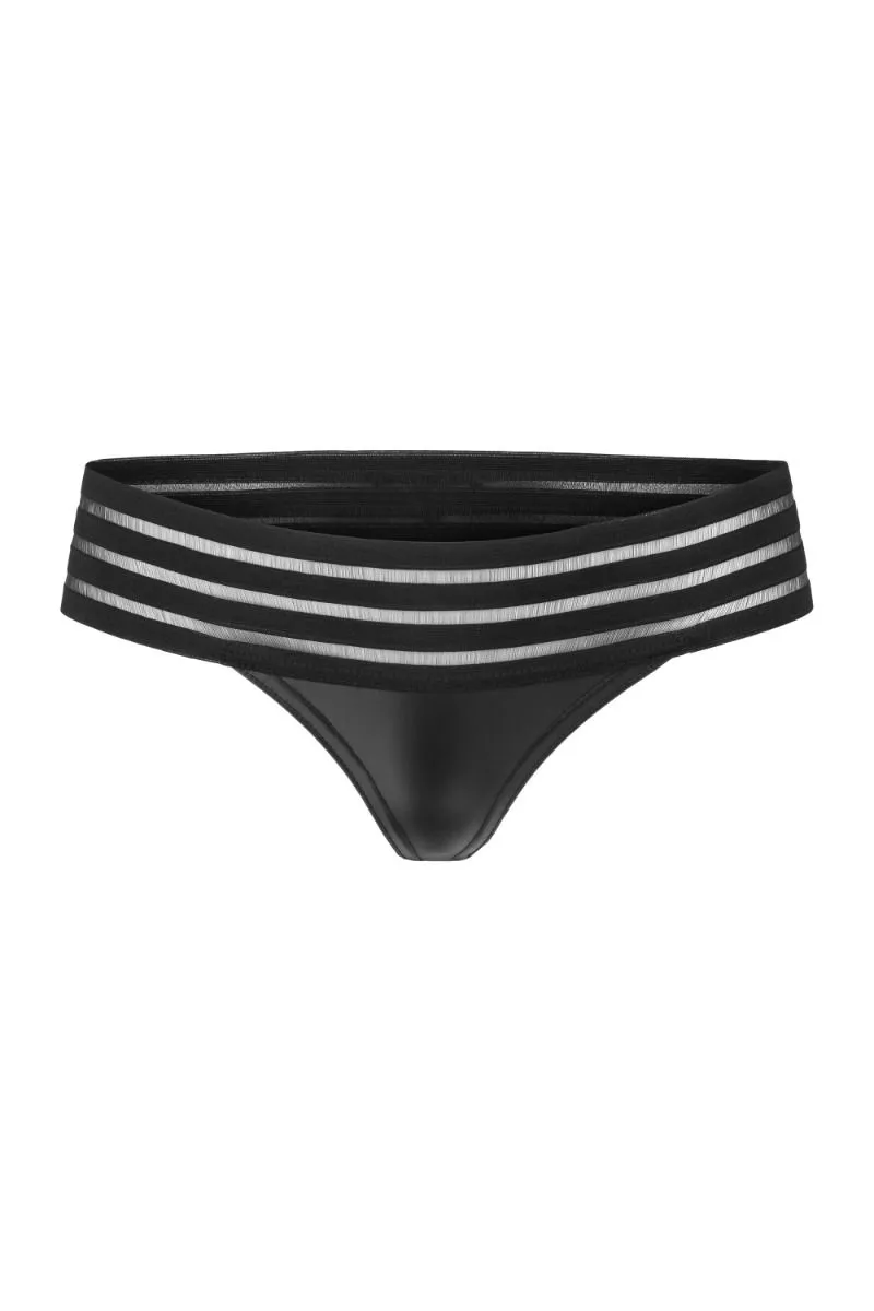 Noir Handmade String En Wetlook Avec Ceinture élastique 4 Noir Handmade String En Wetlook Avec Ceinture élastique – Image 2